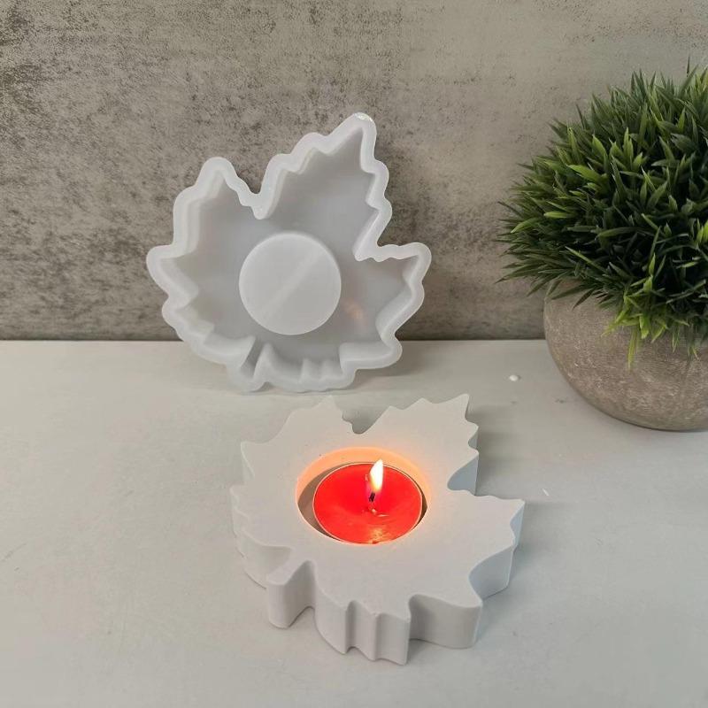 Maple Leaf Candelabra Silicone Mold Leaf Candle Holder Tea Light Gypsum Resin Mold