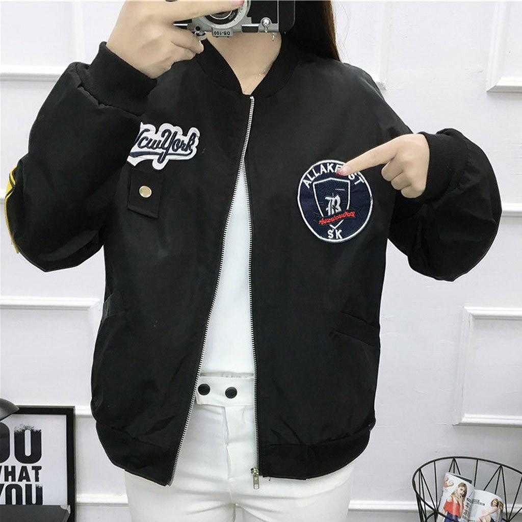 Women Casual Fashion Baseball Jacket Long Sleeve  Jacket