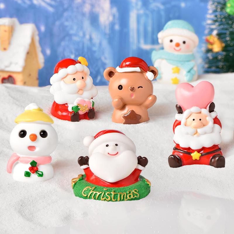 2026 Christmas Snowman Miniature Ornaments Mini Santa Claus Elk Snow House Micro Landscape DIY Resin Gifts Accessories