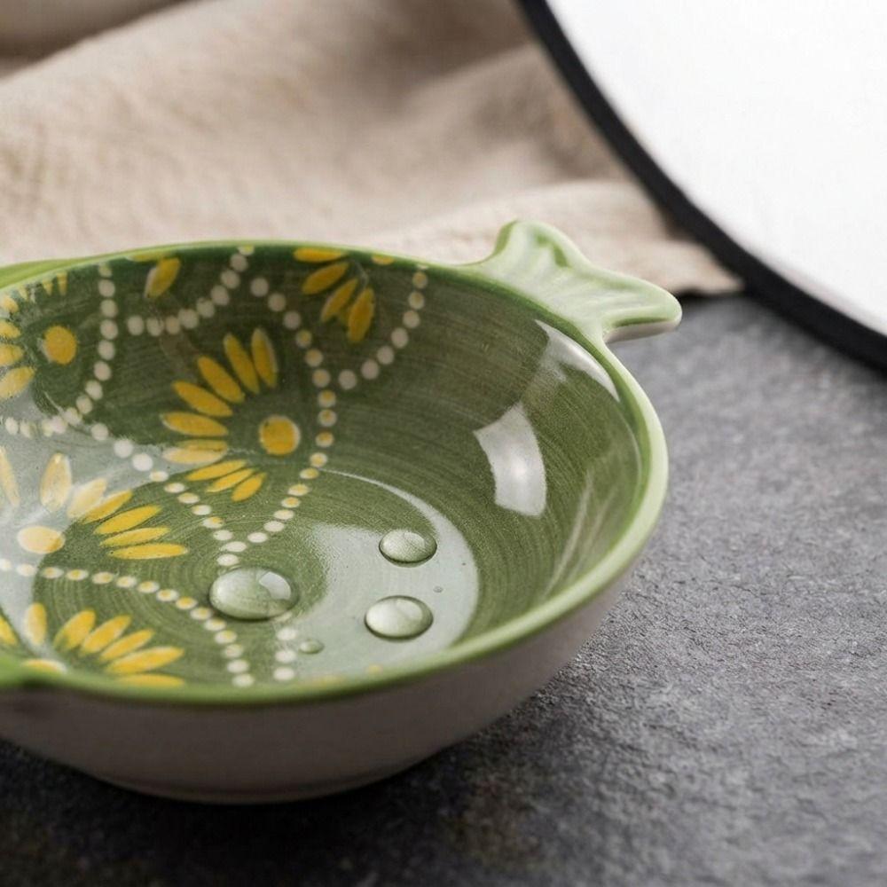 4PCS Underglaze Color Ceramic Dipping Dish Ceramic Mini Fruits Bowl Fish Shaped Dish Home