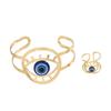 Devil Eye Hollow Ring Bracelet Set - Adjustable & Unique Design for Women