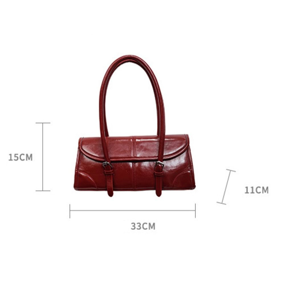 Elegant Design PU Leather Underarm Bag Burgundy Color Magnetic Buckle Ladies Tote Bags Shoulder Bag Casual Occasions