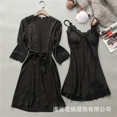 Europe and the United States popular sexy lingerie lace suspender lace nightdress women's loungewear two-piece set source