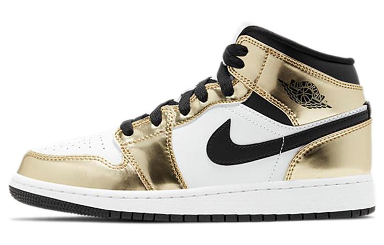 Jordan 1 Mid Metallic Gold Black White GS DC1420-700 36.5