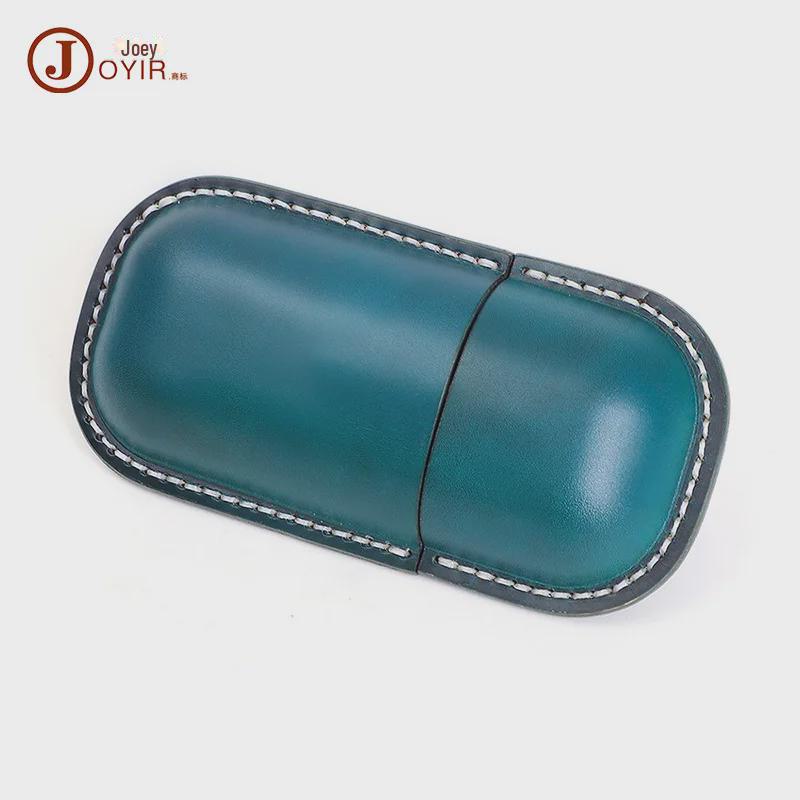 Vegetable-Tanned Leather Retro Glasses Case: Handmade Personalized Genuine Leather Sunglasses Holder.