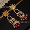 Middle Aged High-end Earrings Xiapa Runway Style Sun Eye Lock Pearl Exaggerated Personality Feel