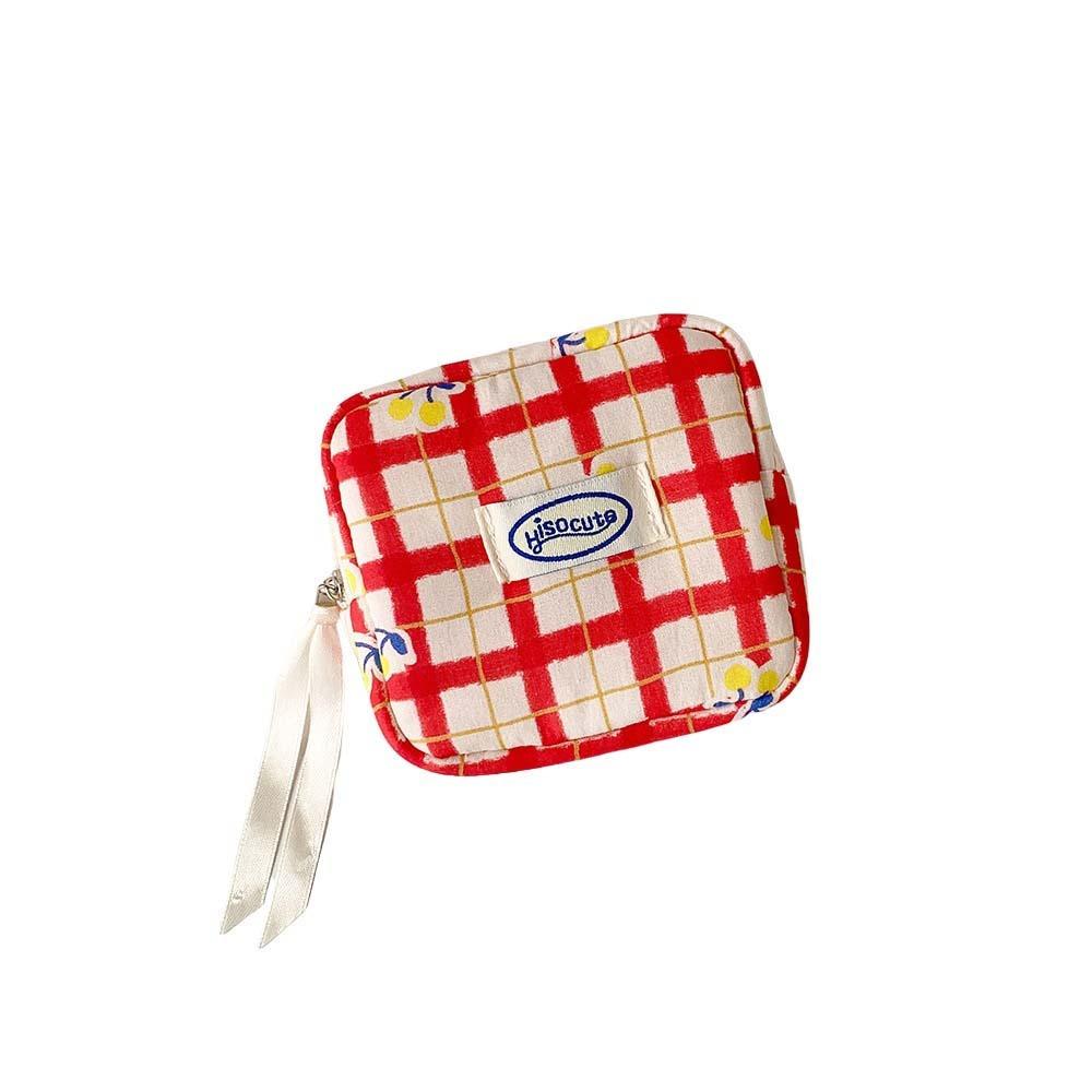 Large Capacity Y2K Cherry Pencil Case Checkered Cartoon Cherry Makeup Bag Korean Pencil Bag  Gifts
