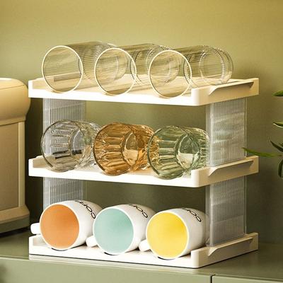 Plastic Multi-Layer Water Cup Racks Large Capacity Stackable Insulation Cup Holder Dustproof Saving Space Mug Storage Rack