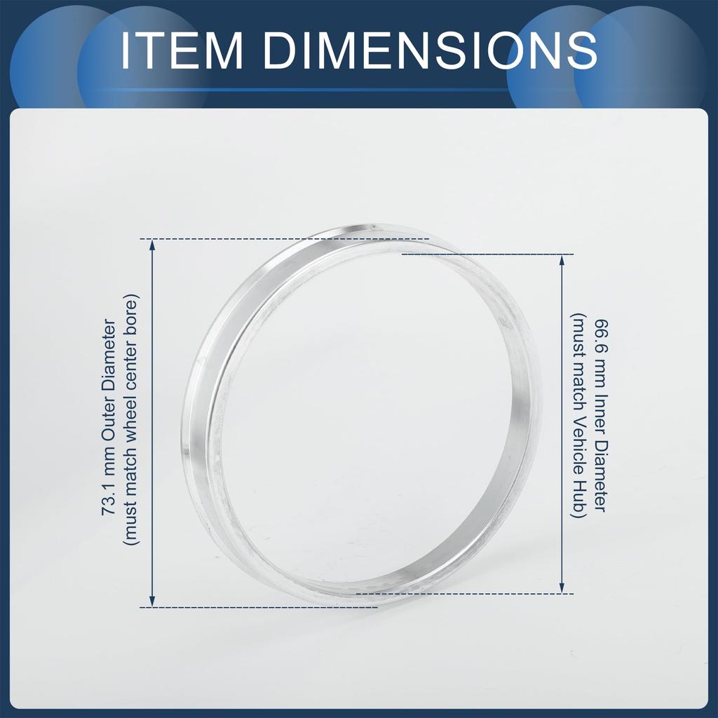 INFINAUTO Anelli di Centraggio Mozzo 66.6mm ID a 73.1mm OD Anelli Mozzo Ruota Veicolo Lega di Alluminio 4pz