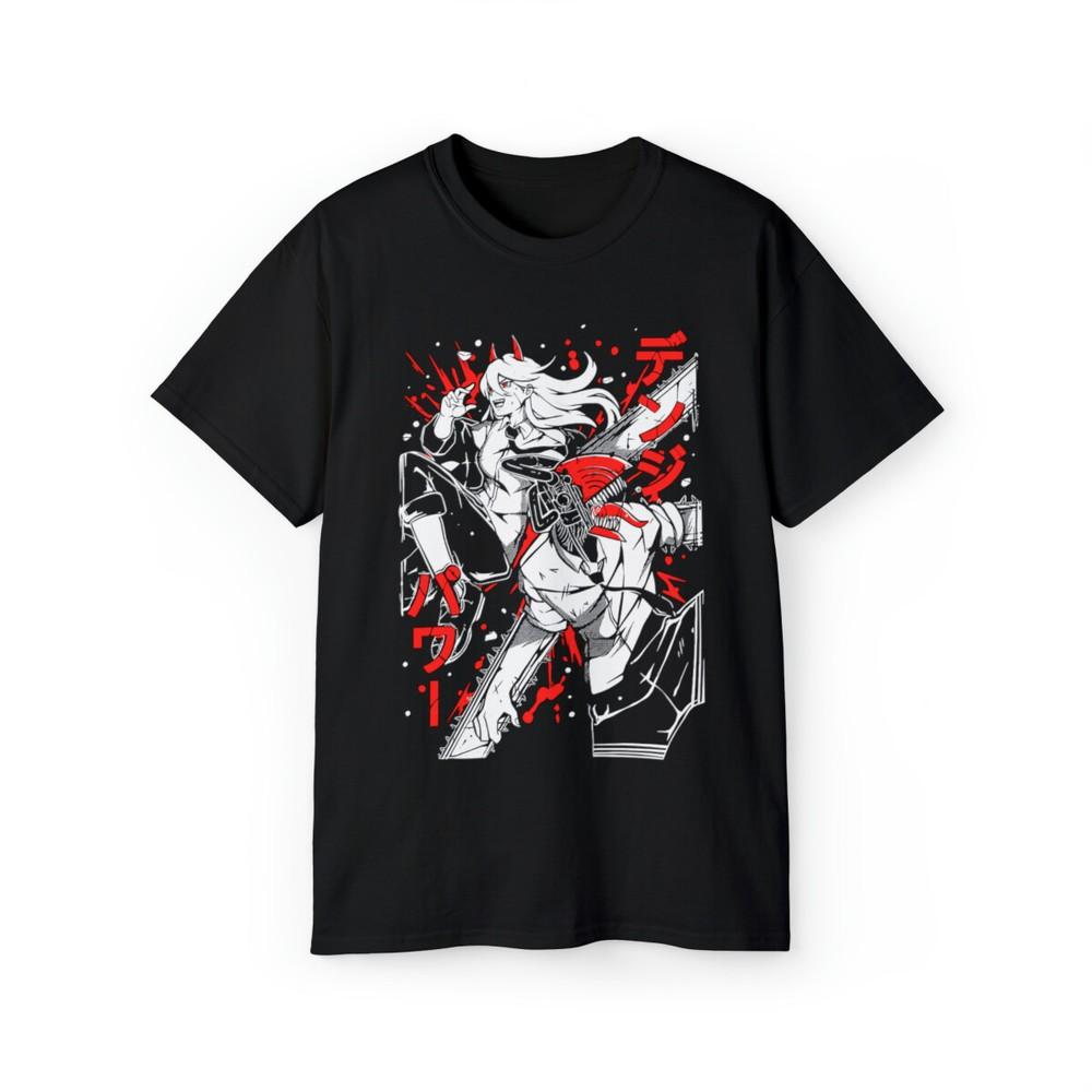 Chainsaw Unisex Tshirt Chainsaw Unisex Anime Csm Denji Power Black Shirt All Size M