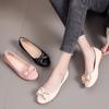New Korean Version of Fashionable Women's Single Shoes Flat Heel Round Head Bow Single Shoes