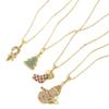 Copper Zircon-Embellished Christmas Tree & Snowman Pendant Necklace