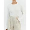 Women's Crewneck Knitted Sweater, Long Sleeve Pitted Stripe Base Layer, Solid Color Tight Autumn and Winter Top