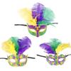 Feathered Masquerade Mask Sequins Half Face Mask Halloween Decoration Mask for Women Men Masquerade Halloween Dress Up