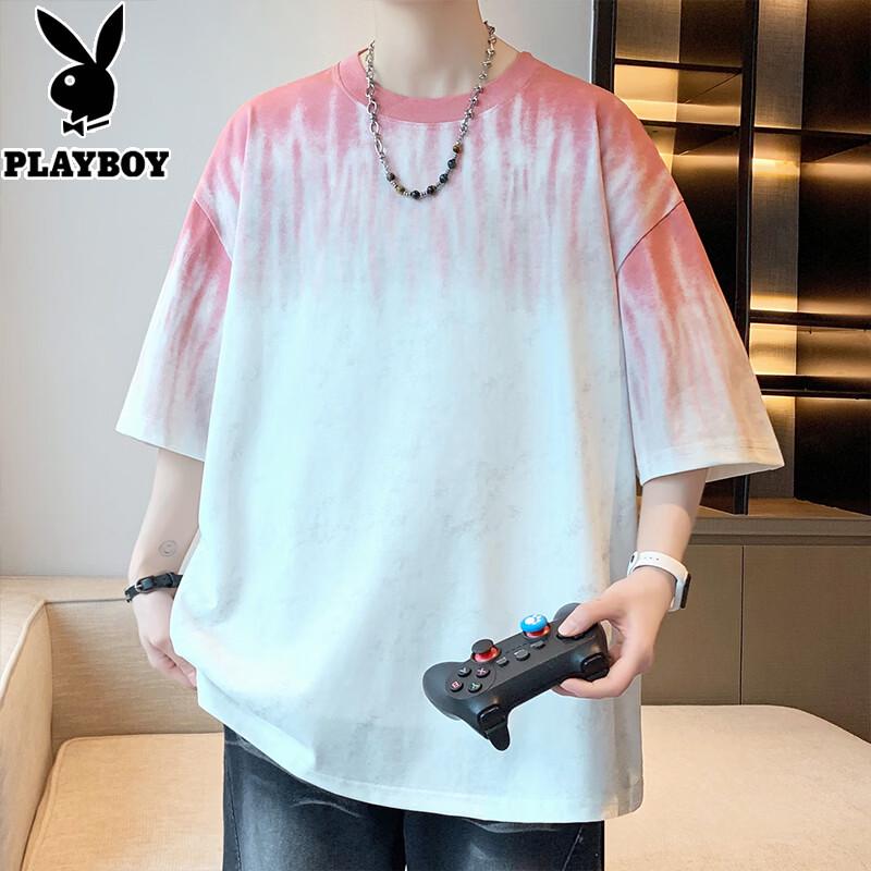 Playboy Men s Gradient Ice-Feel Loose Fit T-Shirt 6XL