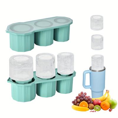 3-Pack BPA-Free Silicone Ice Cube Trays with Lids - Innovative Cylinder Mold for 20oz & 30oz Tumblers - Large Square Ice Makers