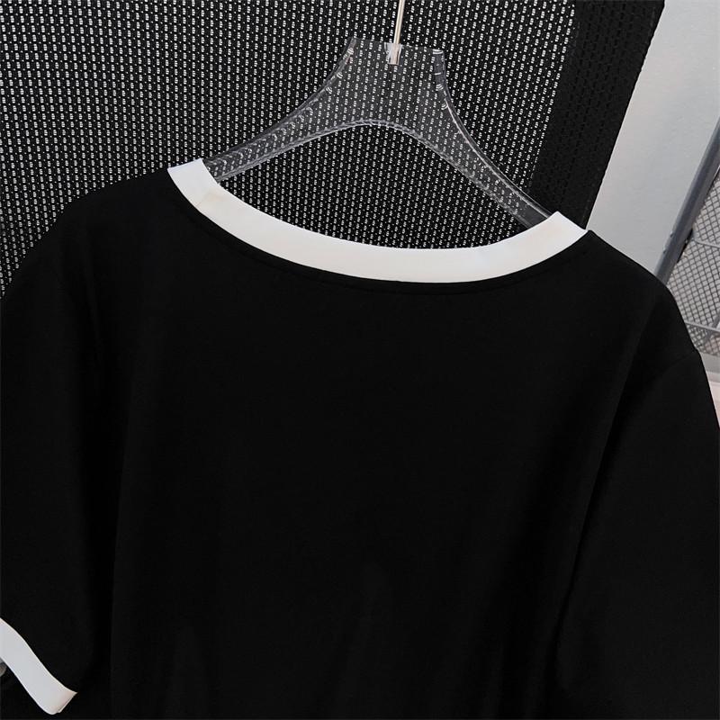 Plus Size Figurformendes, lockeres, mittellanges Kurzarm-T-Shirt für Damen – Rundhalsausschnitt 