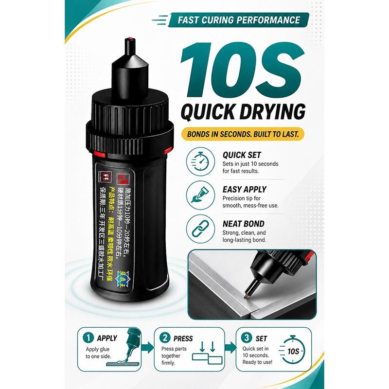 Super Strong Glue 10 Seconds Quick Drying Waterproof Heat Resistant For Home Diy Repair Metal Plastic Bonding