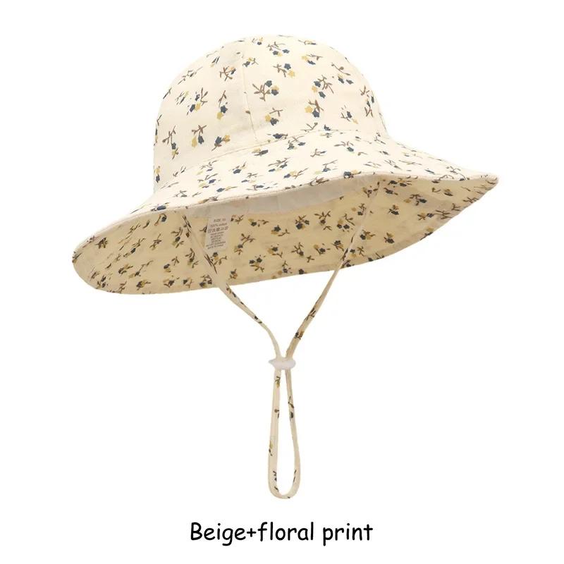 Summer Hat for Baby Breathable Cotton Panama Hats for Boy Girls Cartoon Printed Fisherman Cap Sun Protection Accessories