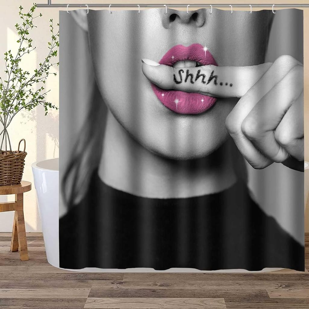Fashion Woman Shower Curtain Modern Women Funny Bathtub Shower Curtain Decoration 12 Hooks 180X180Cm
