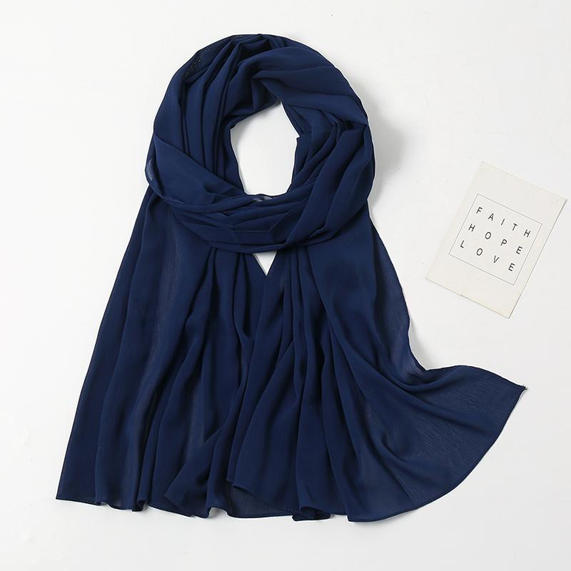 High Quantity Georgette Crepe Hijabs Crinkle Chiffon Scarf Women Muslim Headscarf Fashion Long Shawls Headband 180*70Cm