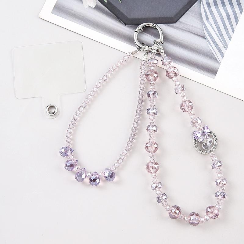 Handmade Teardrop Crystal Plastic Beads Mobile Phone Strap Bag Chain Keychain Wrist Strap Lanyard Cell Phone Case Hanging
