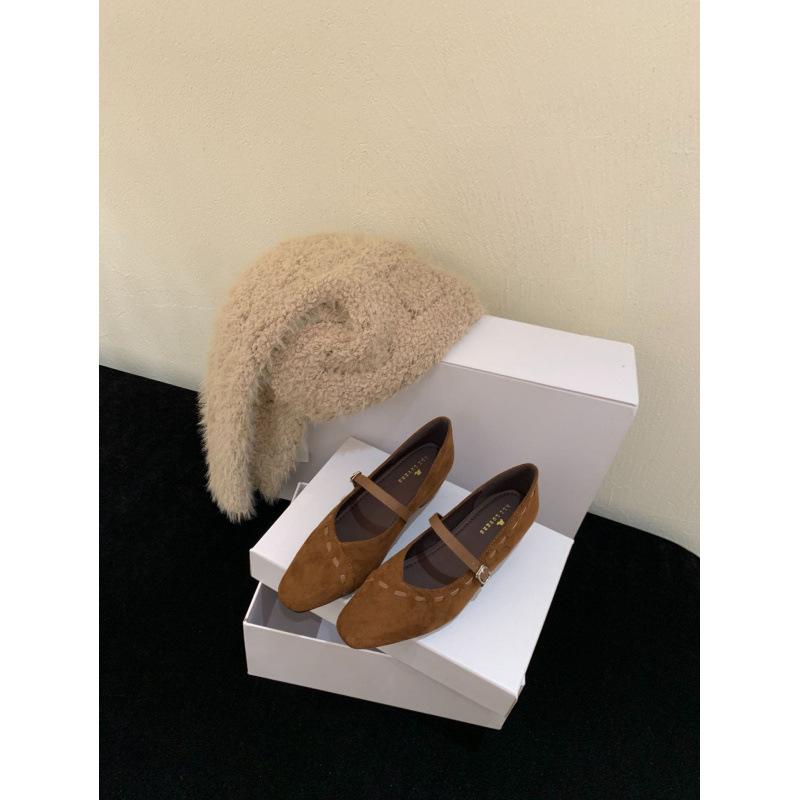 

2025 осень новые туфли на толстом каблуке с острым носком и открытым вырезом, одинарные туфли с леопардовым принтом и ремешком, замшевые туфли Мэри Джейн для вечера 39 светло-коричневого