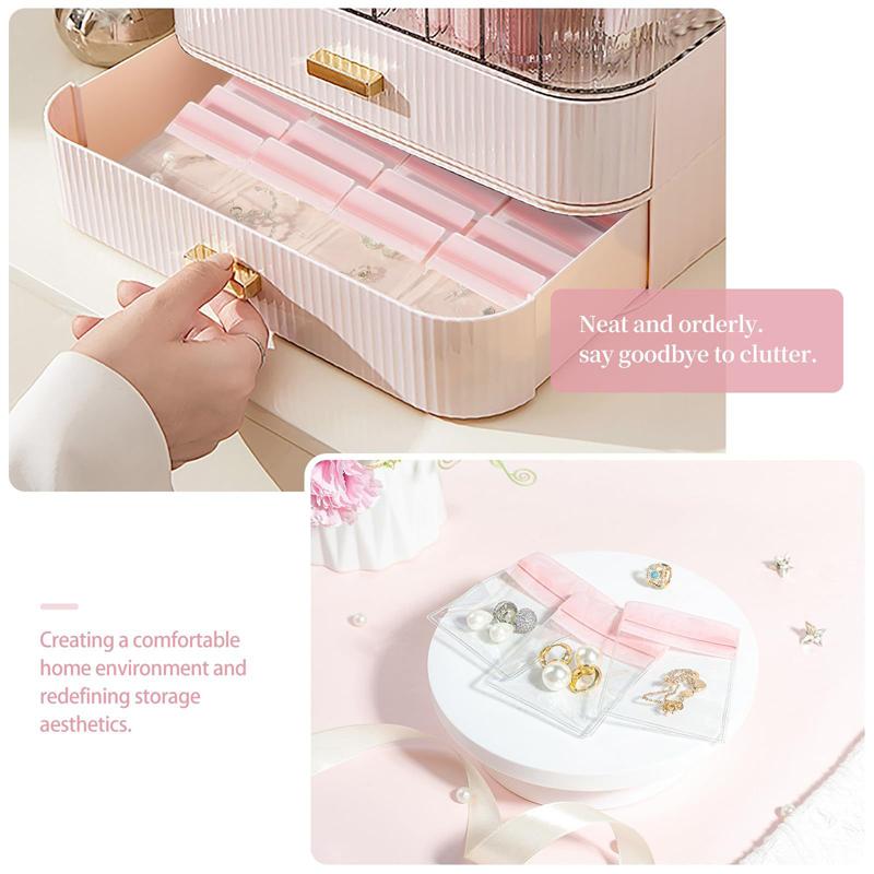 Travel Acrylic Jewelry Box Clear Jewelry Organizer with 20 Pvc Portable Anti Oxidizing Sealed Bag Earrings Ring Necklace Storage