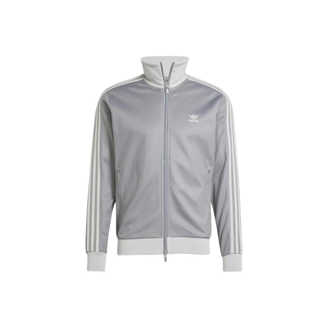 adidas Originals logo slim-fit zip-up long-sleeve jacket for men, gray XS