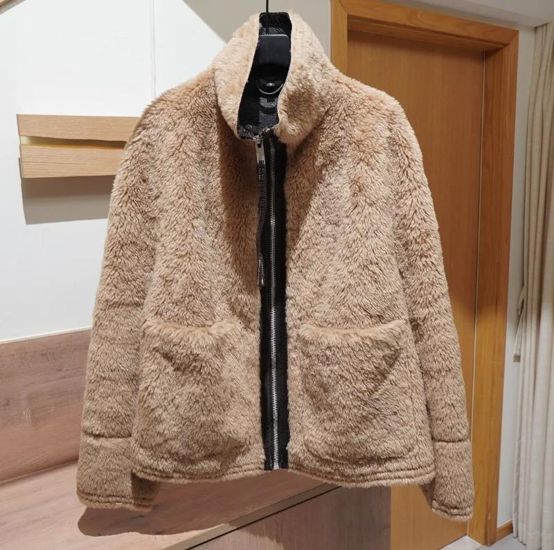 Original Winter Jacket Double-Sided Fur Jacket Women's Loose Fit Long Sleeve Zipper Outerwear Coats Jacket Women