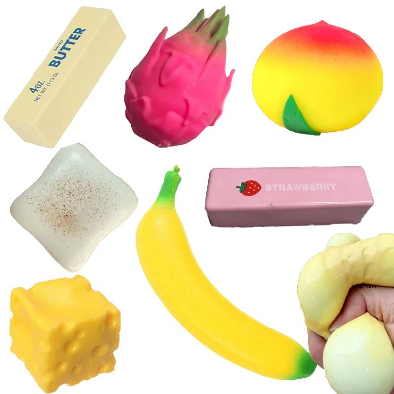 14 Styles Squishy Toys Bread/Butter/Cheese/Fruits Fidget