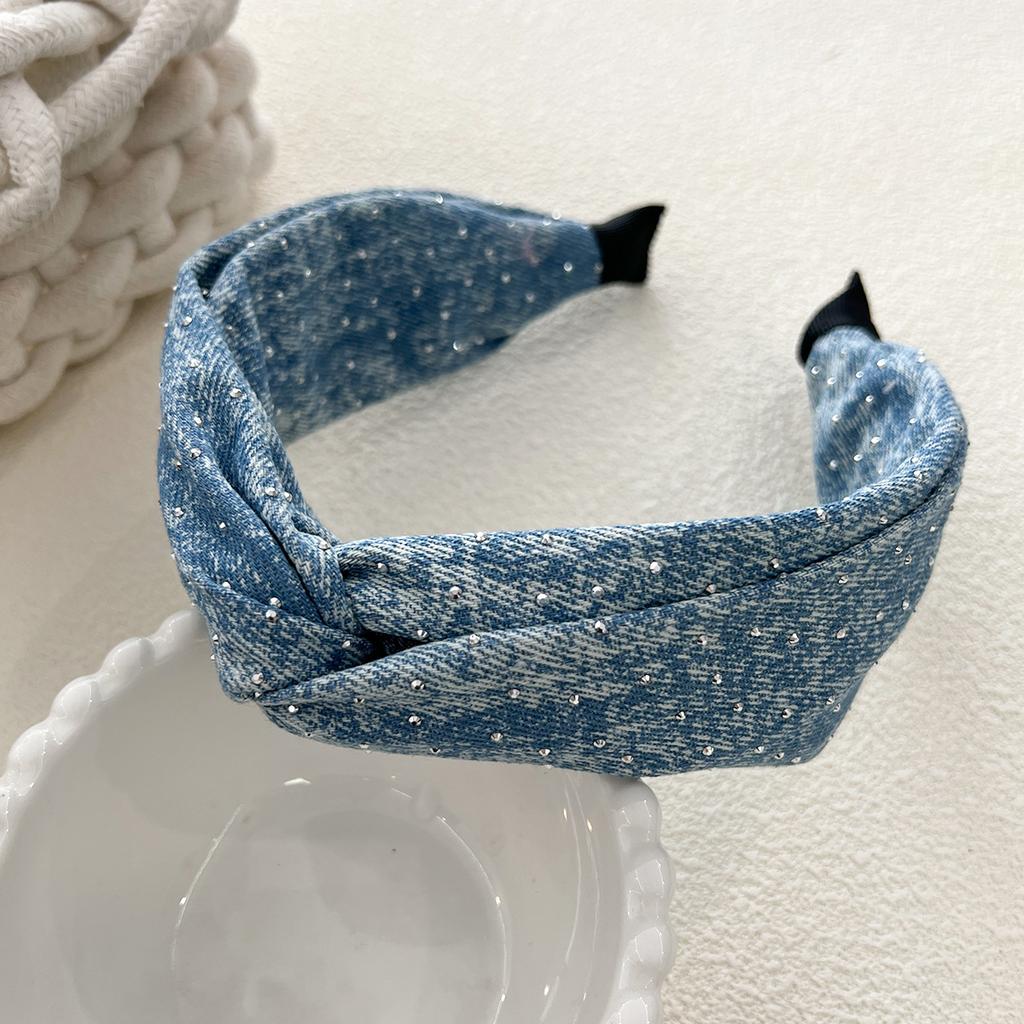 Denim Knot Cross Glitter Hairband Headband Adult Hair Accessories Hair Jewley