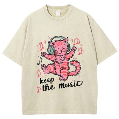 T-shirt Oversized Acid Washed T-shirt Print Retro Punk T-shirt Voor Heren Dames Volwassenen 100% Katoen Harajuku Casual Streetwear