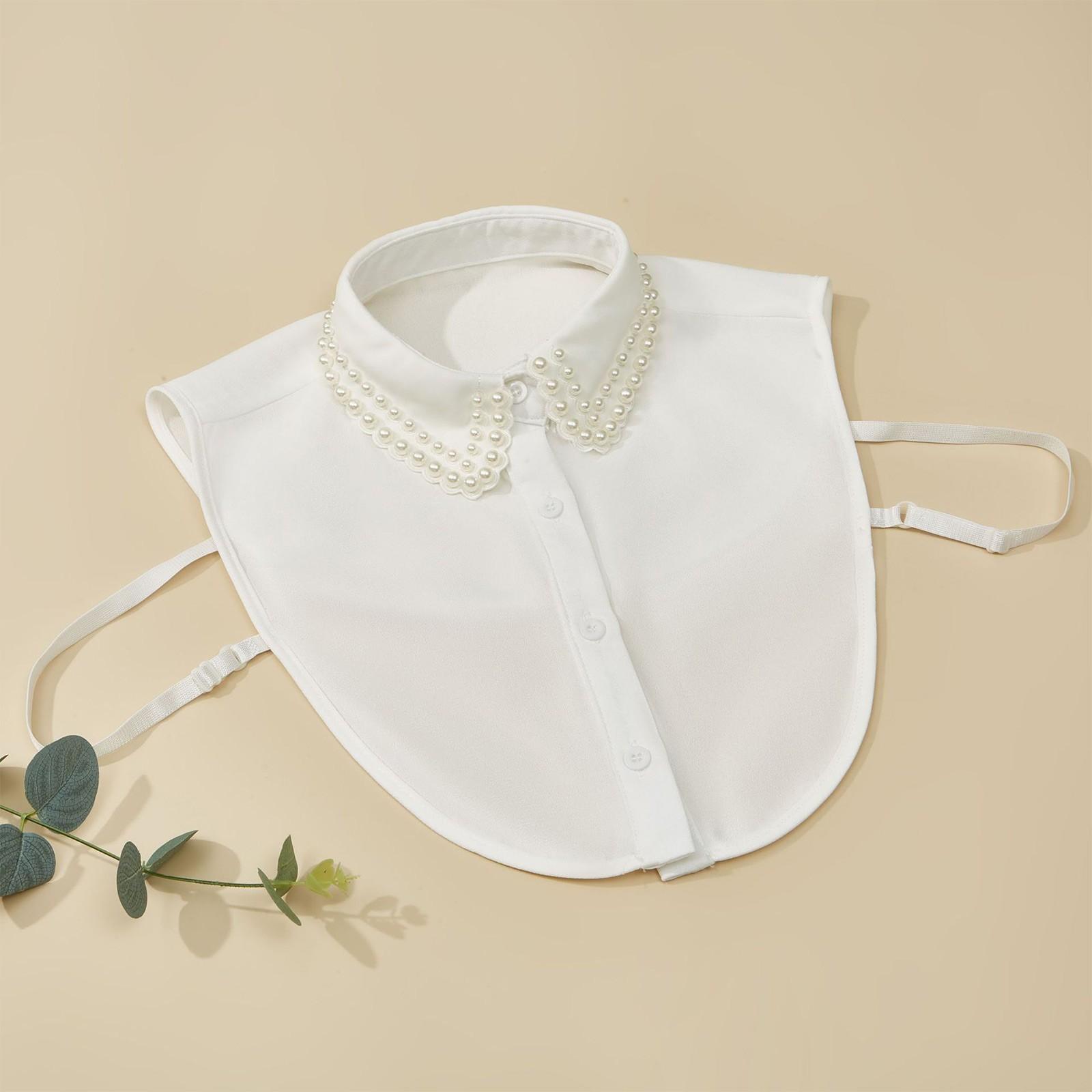 

Женская шифоновая блузка с искусственным воротником и стразами, размер M One Size белый