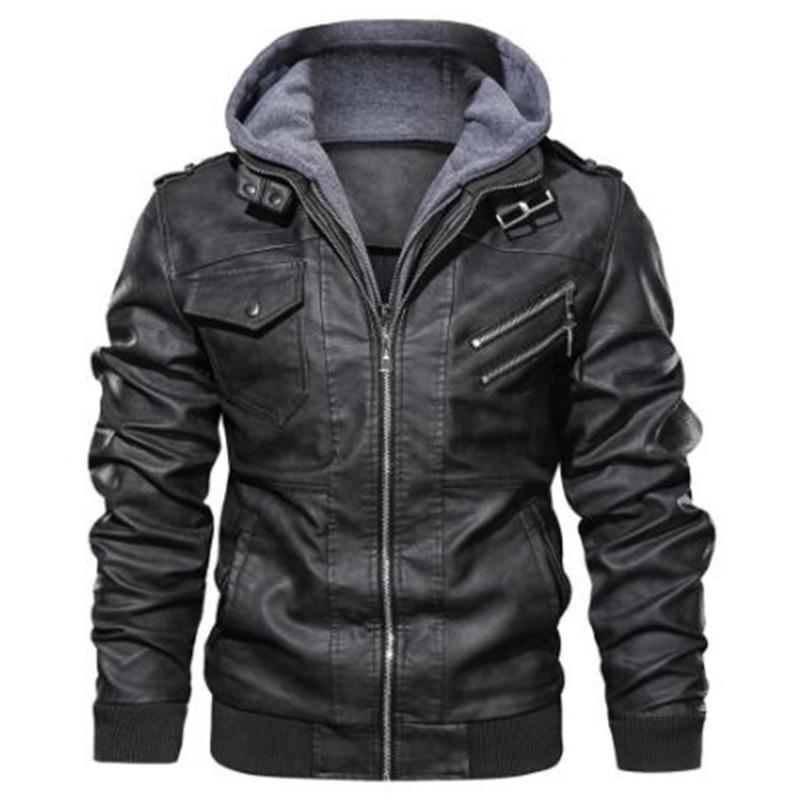 Spring and Autumn New Men's Clothing Men's PU Leather Plain Leather Jacket Coat Large Size Men's Fashion Trend