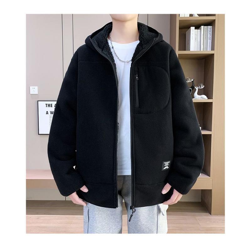 Jachetă groasă din lână pentru bărbați, iarnă, exterior, cu glugă, caldă, jachetă din lână, cardigan, hanorac