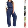 Women's 2-Piece Fashionable Casual Loose Fit Sleeveless T Shirt Top And Pants Set