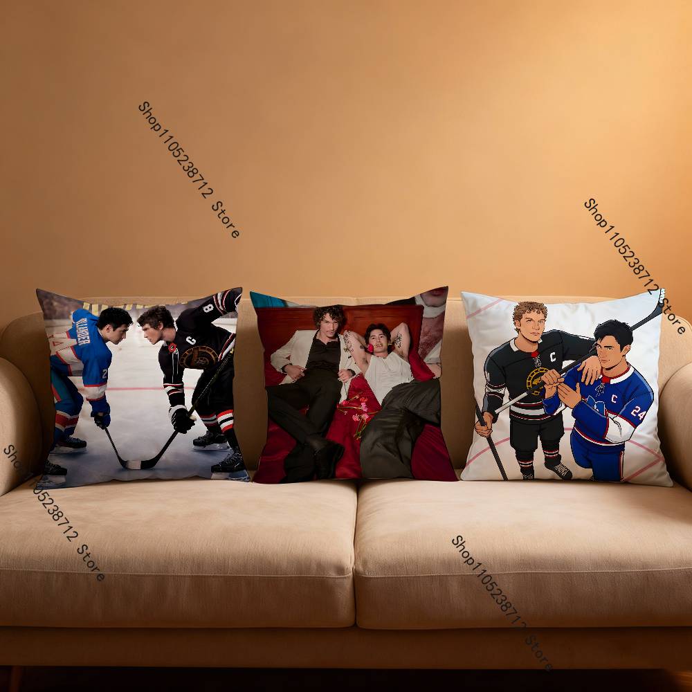 Vintage H-Heateds R-Rivalry Anime Pillow Case Anti-Dustmite Pillowcase Invisible Zipper Silky Short Plush Sofa Cushion Cover