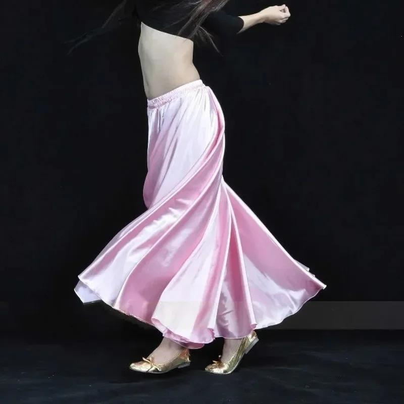 Neue Mode Satin Langes Kleid Tanz Professionelle Tanzkleidung Voller Rock Heißer 360 Vollkreis Satin Langes Kleid Swing Tanz Dekoration