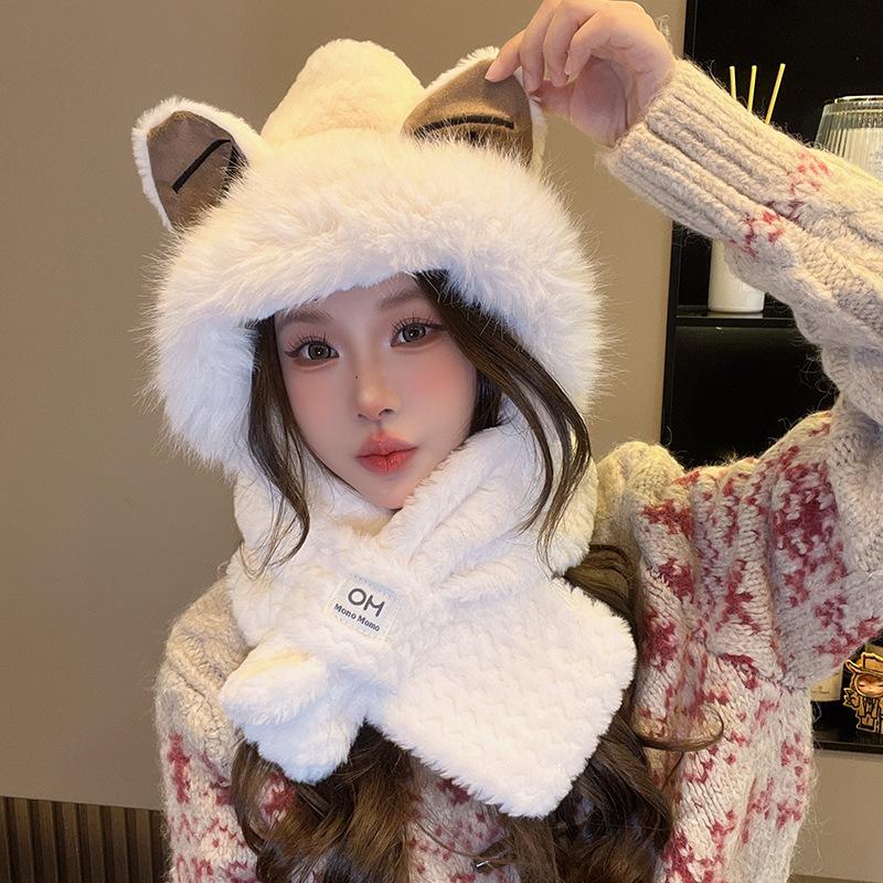 

New Hat Scarf for Women Plus Velvet Thickened Windproof and Warm Hat for Winter Cold Protection Versatile Lei Feng Hat Men s Scarf
