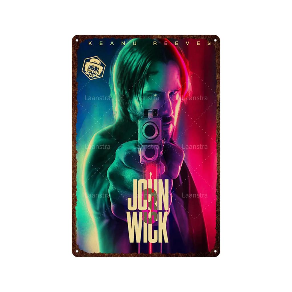 Vintage Movie Poster John Wick Poster Metal Sign Decorative Tin Painting Home Cafe Bar Kraft Poster Wall Sticker Decoration