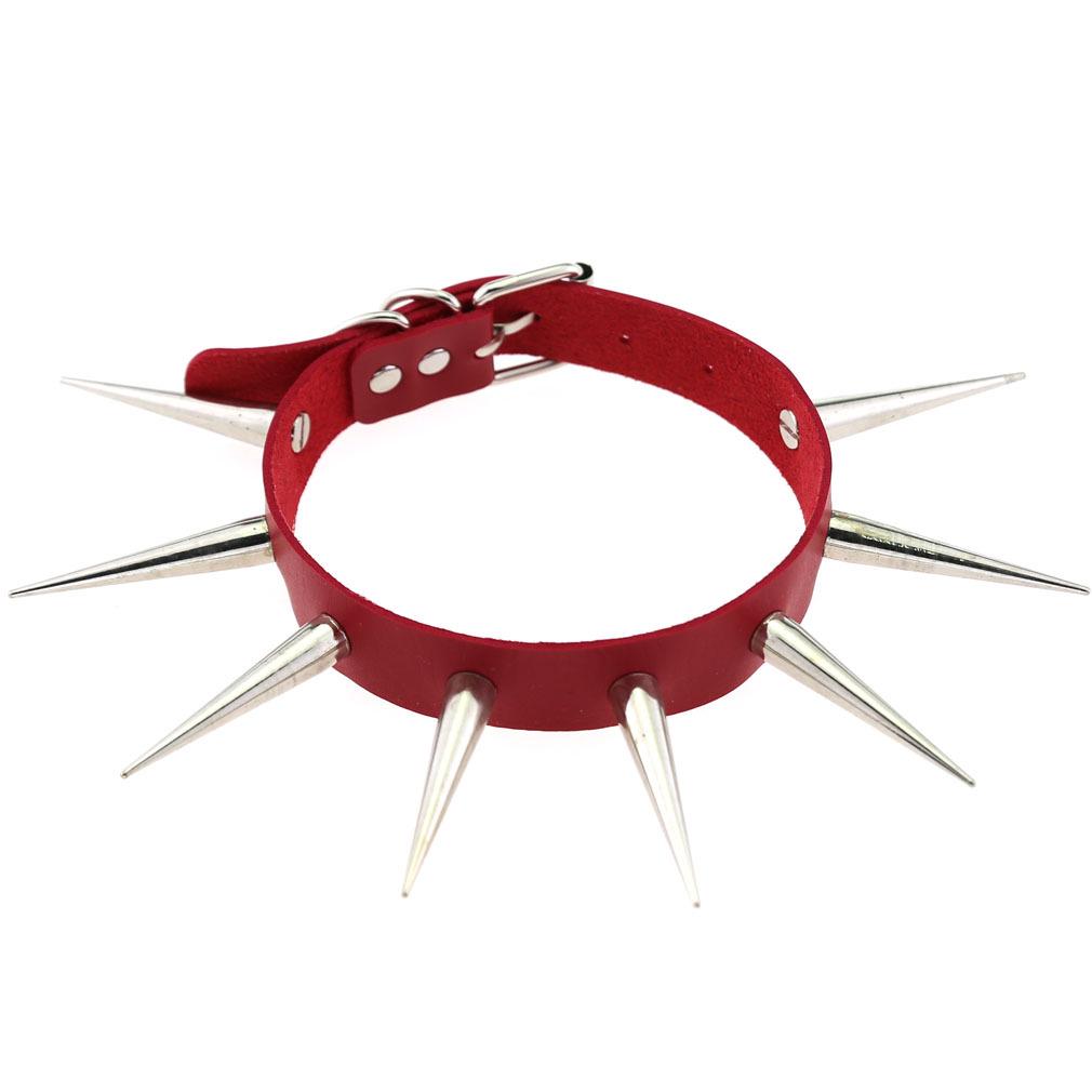 European Unisex Gothic Punk Rivet Spike Leather Choker