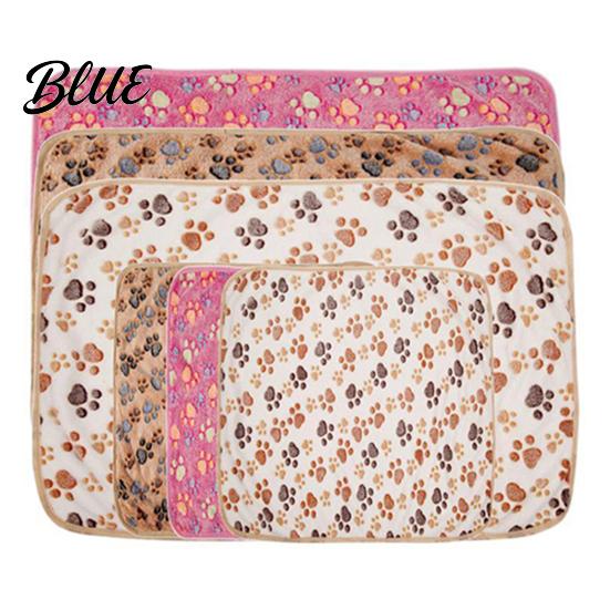 Dog Cat Bed Printed Cushion Portable Fleece Soft Comfortable Pet Blanket Paw Bone for Home