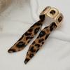 2026 Leopard Print Silk Scarf Cuff Bangles Polka Dot Ribbon-Wrapped Metal Wide Bracelet Retro Adjustable Ethnic Style Wristband