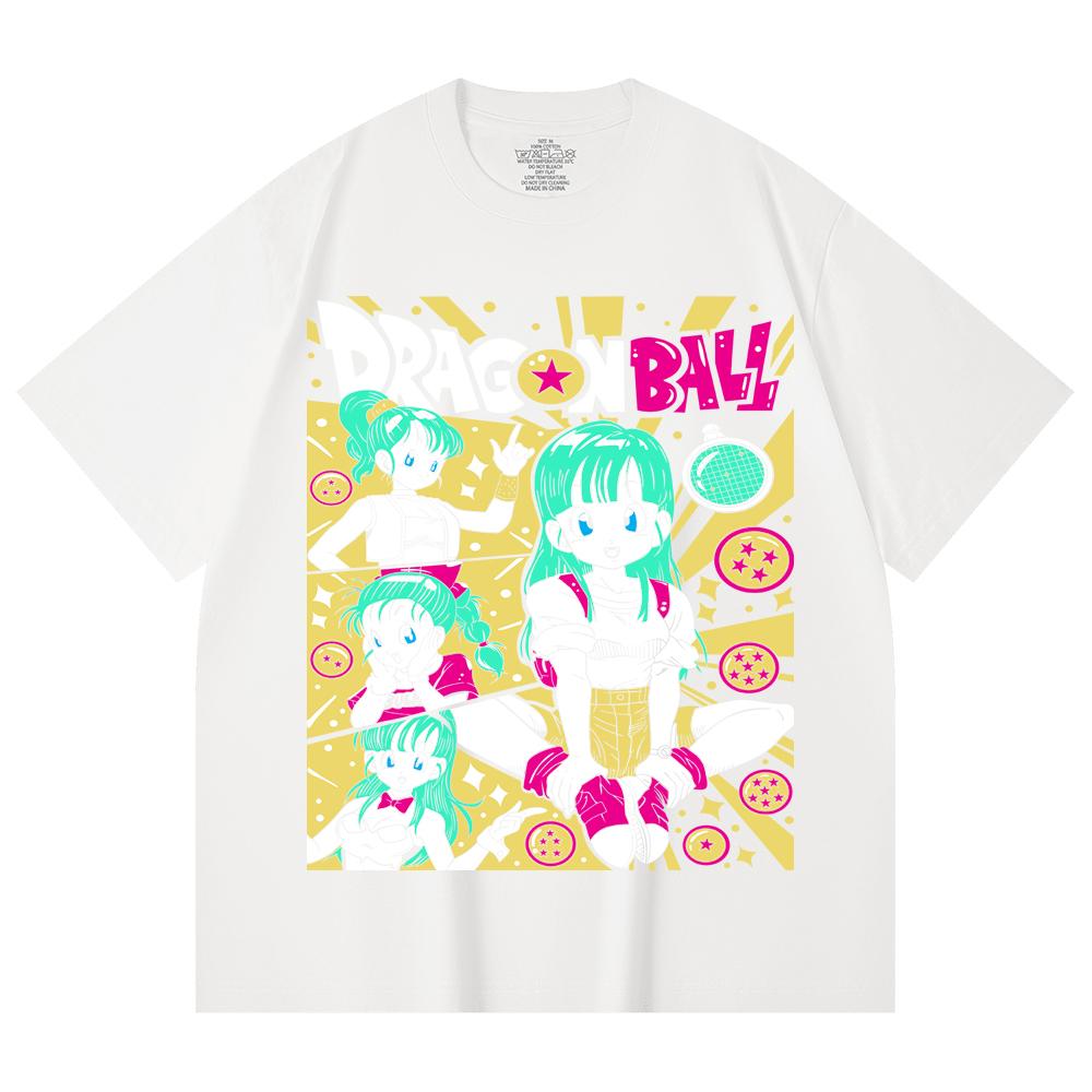 230 Gsm 100% Cotton Dragon Ball V65 Bulma Print Unisex Heavy Cotton T Shirt