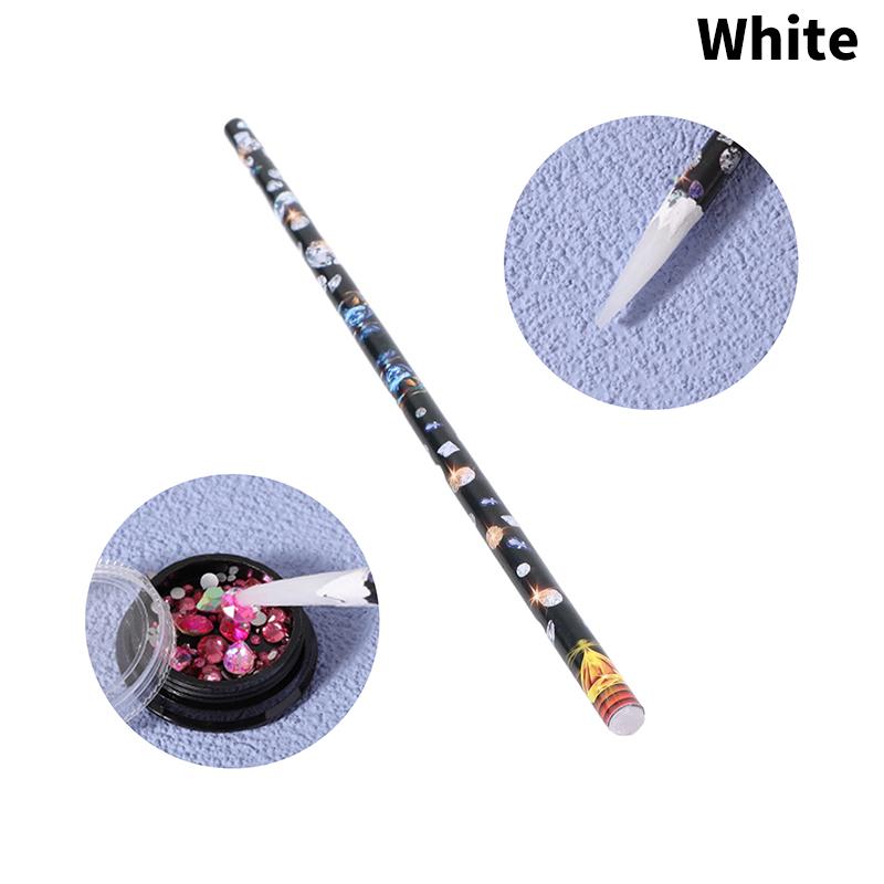 

1 шт. Карандаш Воск Инструмент для точечной росписи Карандаш Нейл-арт Самоклеящиеся Драгоценные камни Бурение Подборщик Кончики Маникюрные инструменты белый