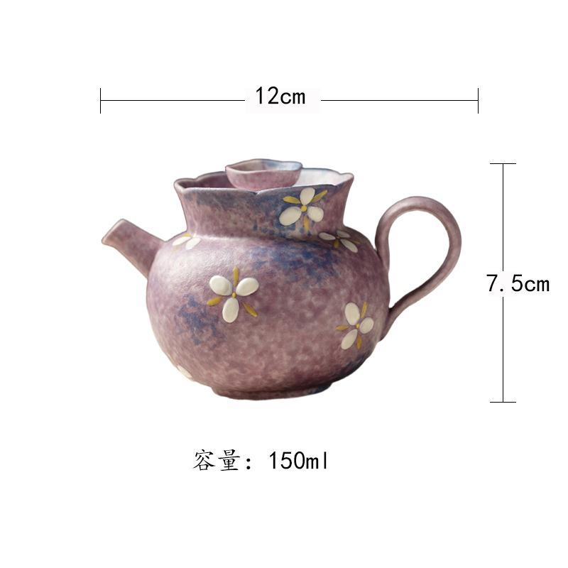 

150ml Hand-painted Purple Flowers Teapot Boutique Tea Infuser Pot Tea Maker Kettle With Strainer Chinese Tea Set Supplies Craft