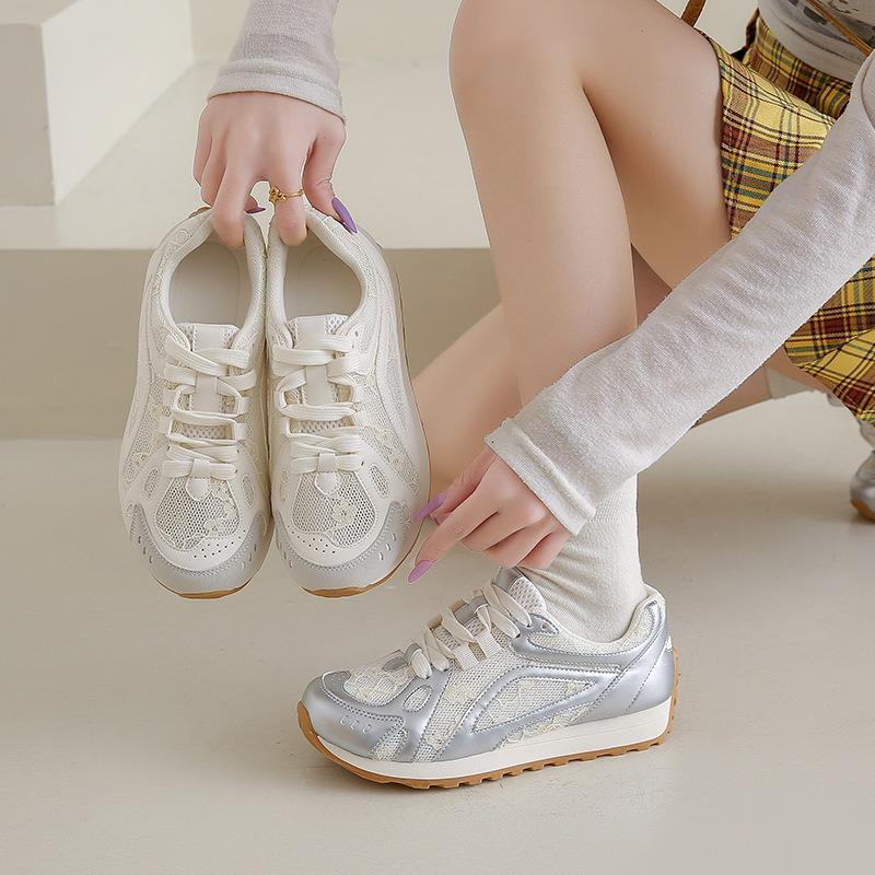 Fashion Women's Fad Casual Mesh Breathable Sneakers Non Slip Comfort Lady Flat Shoes Bottomed Breathable Training Shoes Zapatillas Mujer