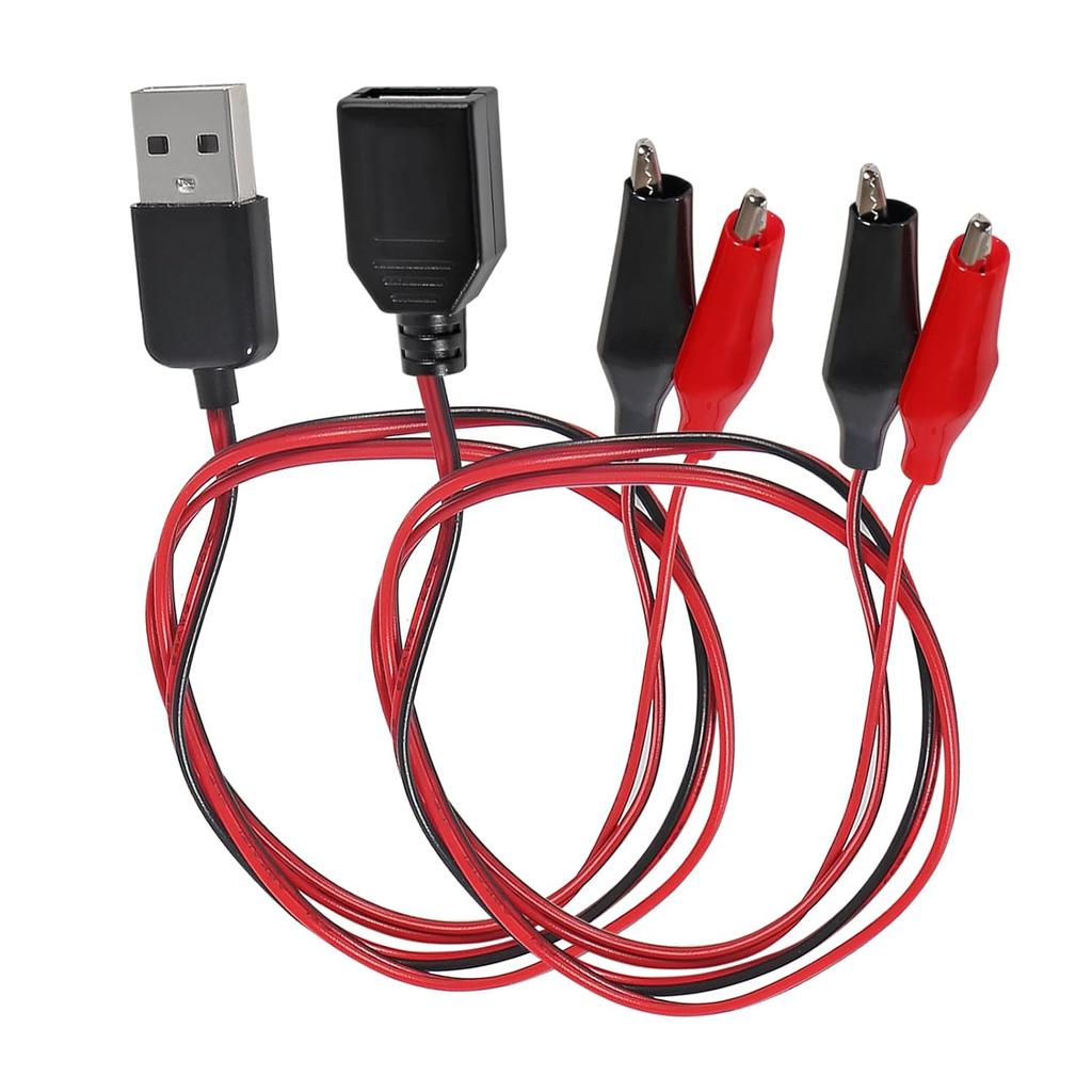 2pcs USB to igator Clip Adapter Cable Male Female USB to igator Clip Probe USB Cables with igator Clip for Circuit Test