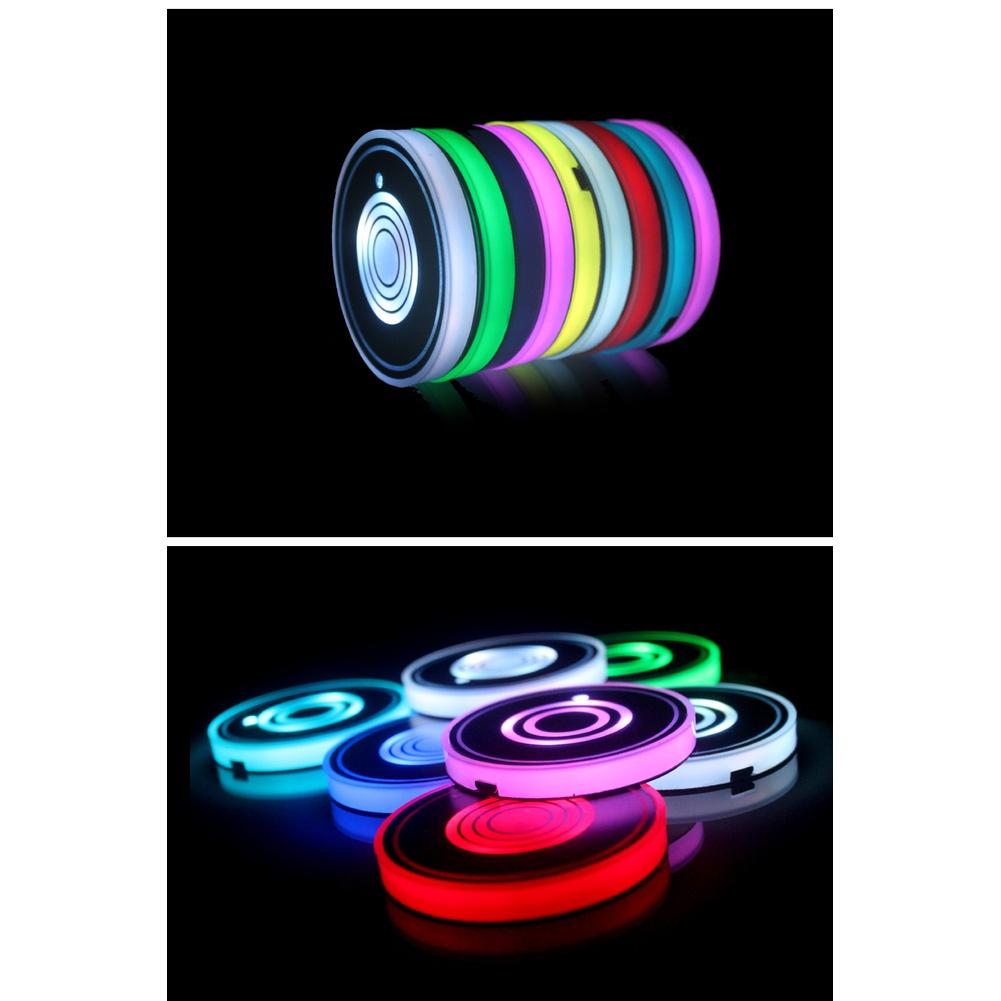 Car Interior Lighting LED Car Coaster USB Rechargeable Cup Light Car Accessories White USB Rechargeable Battery